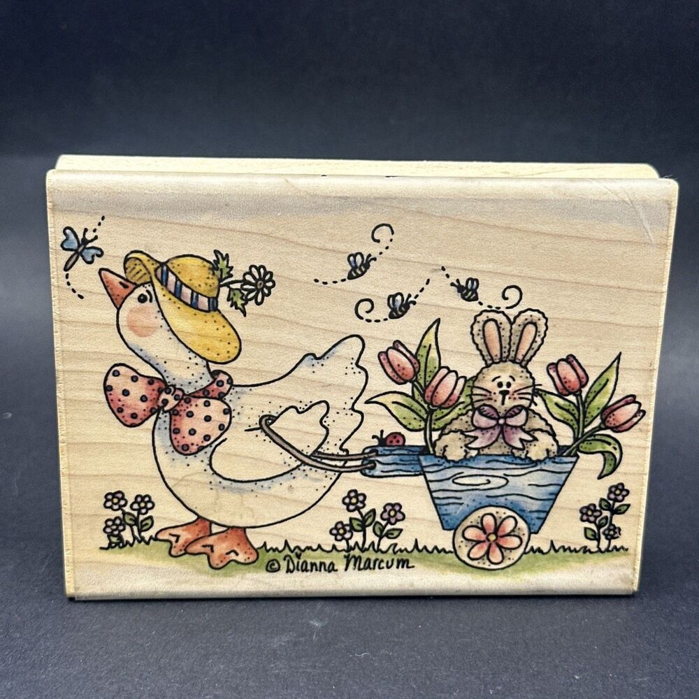 Dianna Marcum A JUST DUCKY RIDE Stampassions Rare 2001 BUNNY DUCKY BEES GARDEN